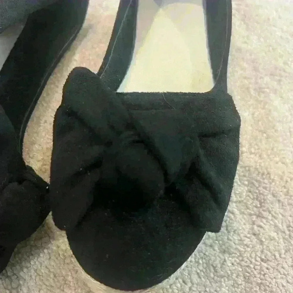 Black Espadrille Flats with Bow - Picture 2 of 2